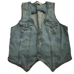 American Eagle Denim Button-Up Vest Women’s Size Medium Western Cowgirl